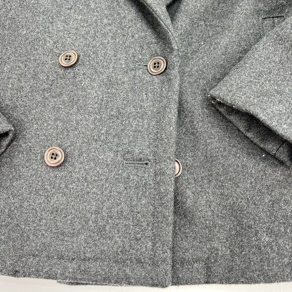 J. Crew Melton Wool Black Coat Collared Double Breasted Italy Size 6 - Picture 2 of 4